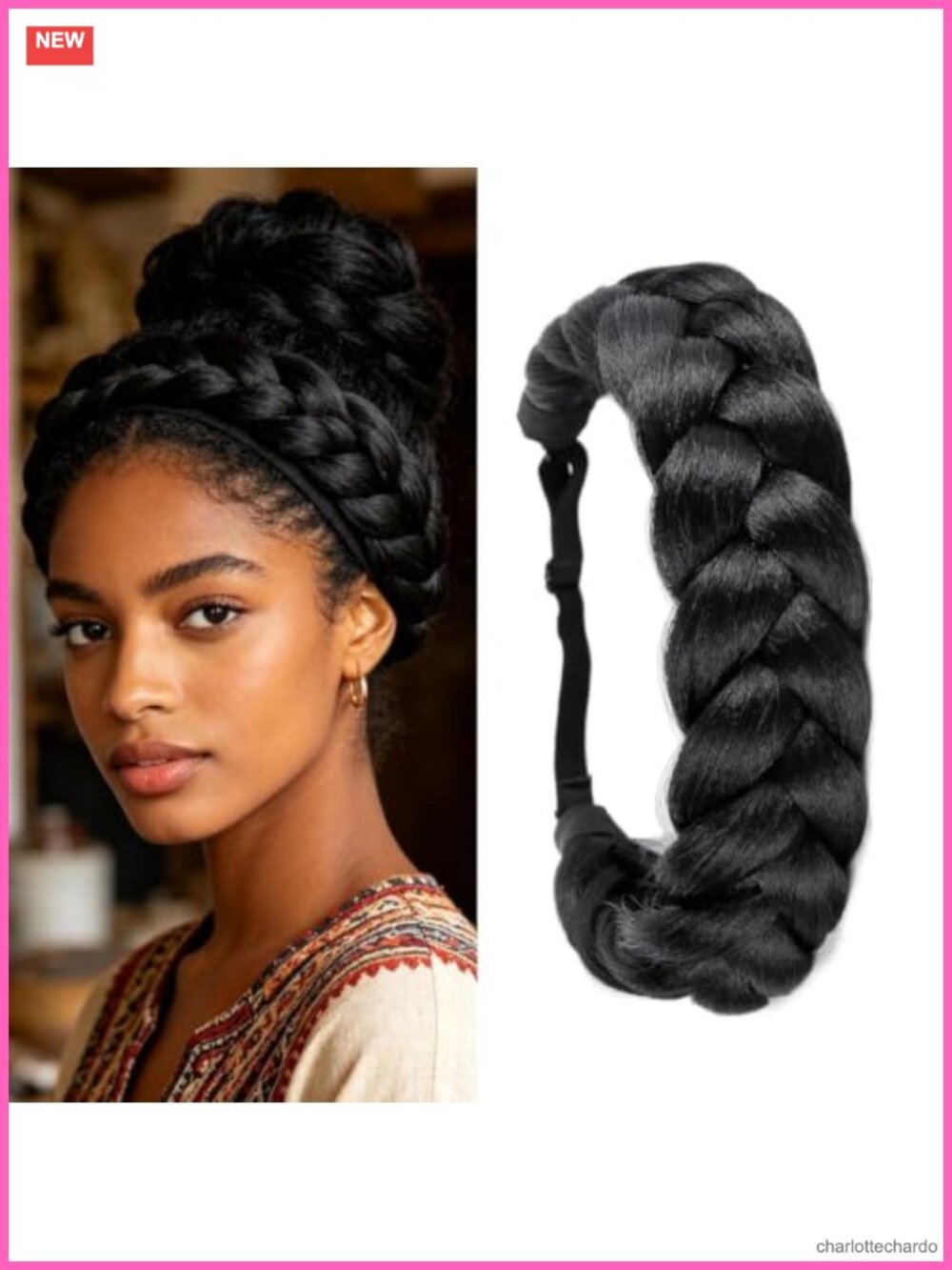 Synthetic Braided Headband Wide Braids Adjustable Elastic Bohemian Hair